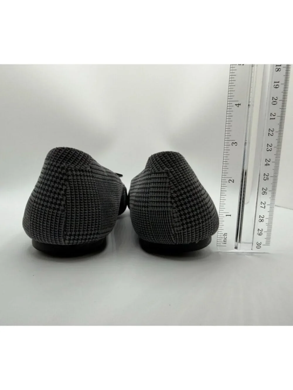 Born Molly Flats Women Size 7.5M Gray Plaid Fabric Round Toe Cushioned Shoes